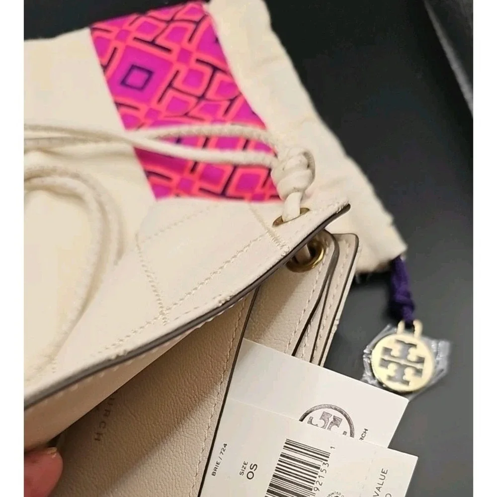 Tory Burch Willa Quilted Leather ID Card Case Lanyard+Dustbag Vacay Cruise New!